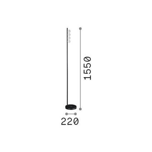 Schéma coté du lampadaire, hauteur 1550 mm et base de 220 mm