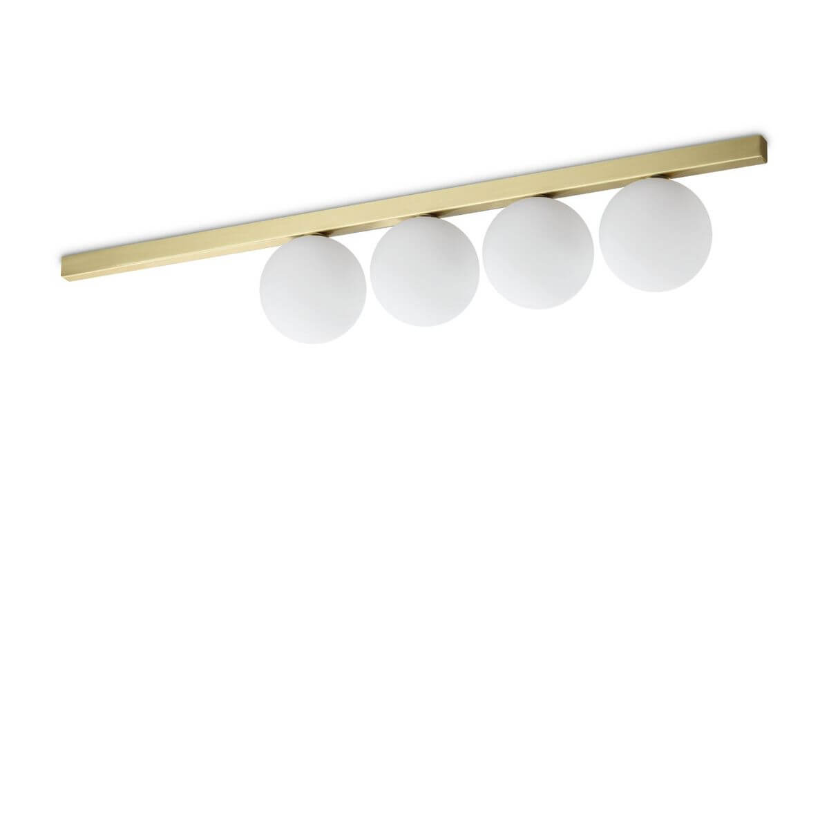 Plafonnier Binomio 4 lumières laiton, verre