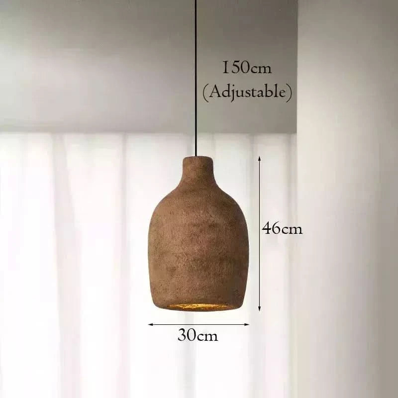 Dimensions de la lampe suspendue style pierre : abat-jour 46 cm de hauteur, 30 cm de diametre, cable ajustable 150 cm