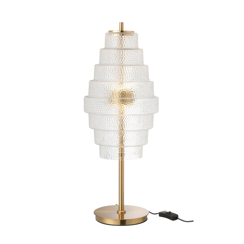 Lampe à poser LED en verre à étages et métal doré, H 57 cm