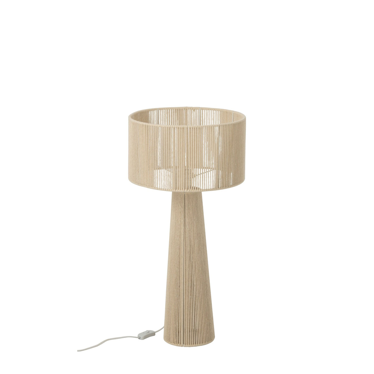 Lampe à poser en corde de papier grège, modèle moyen