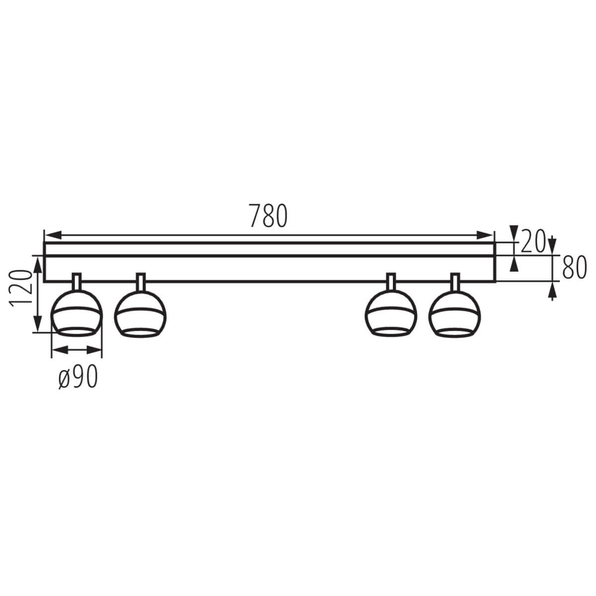 Schéma technique coté montrant une longueur de 780 mm
