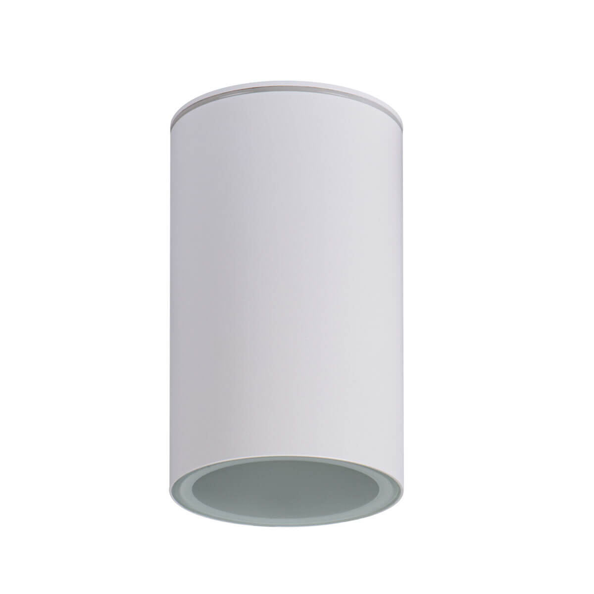 Spot cylindrique blanc vu de face sur fond neutre