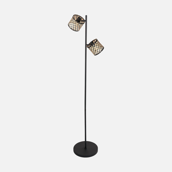 Bamboo 2-spot floor lamp, adjustable, black stem, H 150 cm | Bambus