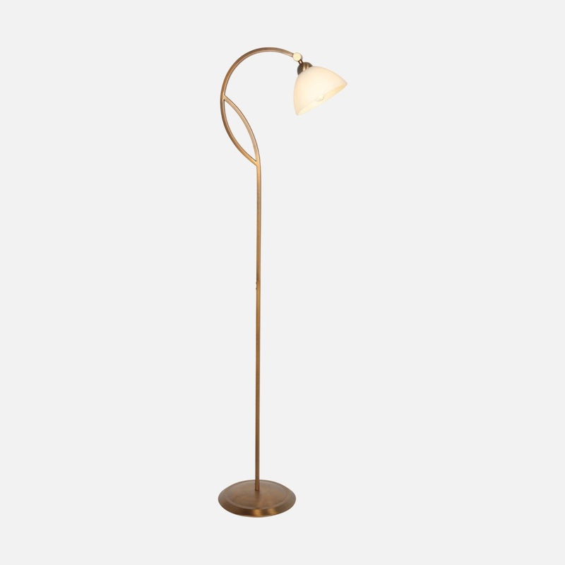 Marble-effect glass shade floor lamp, bronze with foot switch | Anthéa