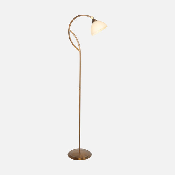 Marble-effect glass shade floor lamp, bronze with foot switch | Anthéa