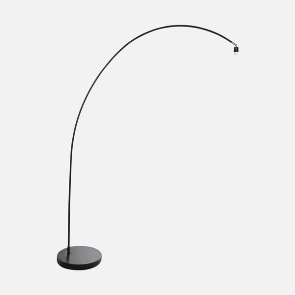 Matte black arc floor lamp with reading light, E27 socket, H 185 cm | Solva