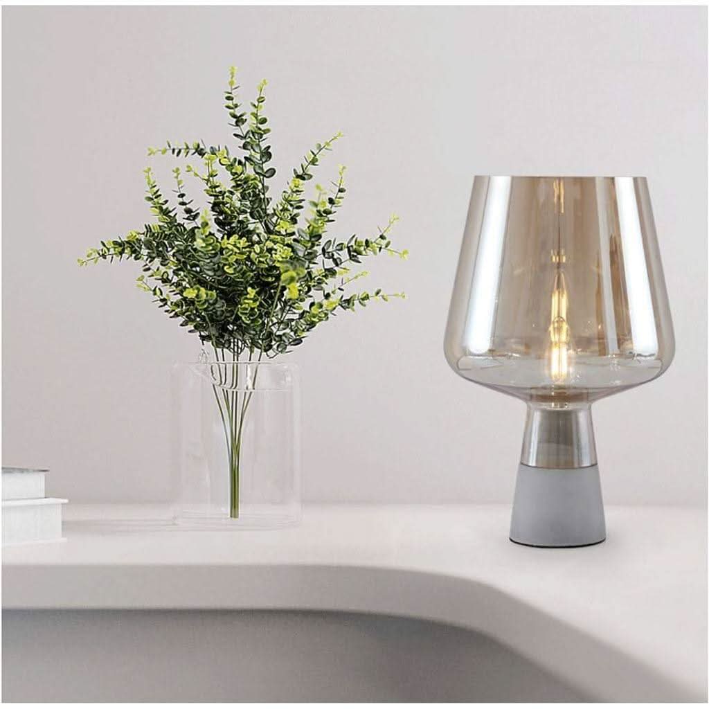 Lampe Art Deco Verre et Béton | Silhouette Urbaine - Designix Lampe de chevet Petite | 20x30cm Gris Fumé