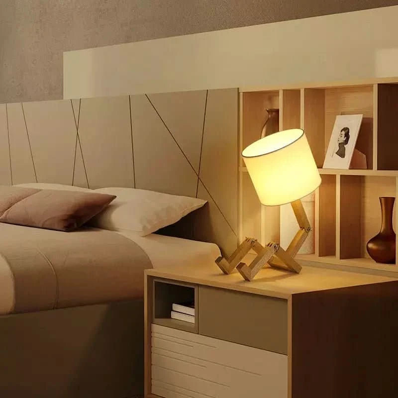 Lampe Bonhomme Bois Assis | Compagnon Luminé - Designix Lampe de chevet Blanc Froid