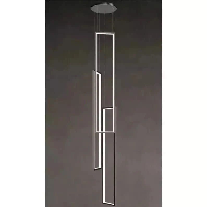Lampe Plafond Suspendu Rectangulaire | Géométrie Lumineuse - Designix Suspension luminaire 3 Lampes | Noir Télécommande