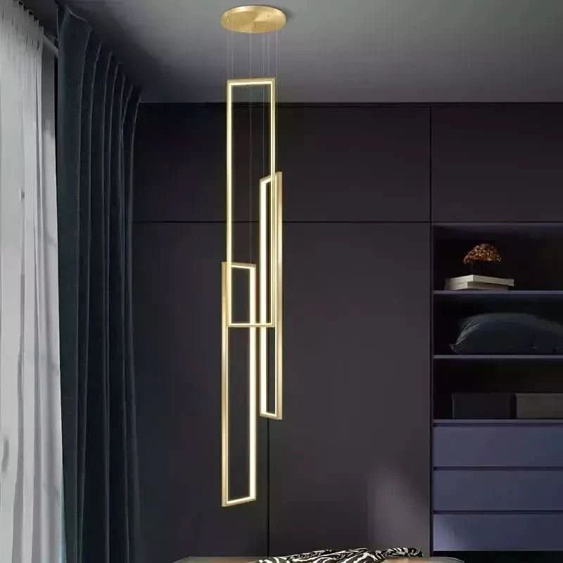 Lampe Plafond Suspendu Rectangulaire | Géométrie Lumineuse - Designix Suspension luminaire 3 Lampes | Noir Télécommande