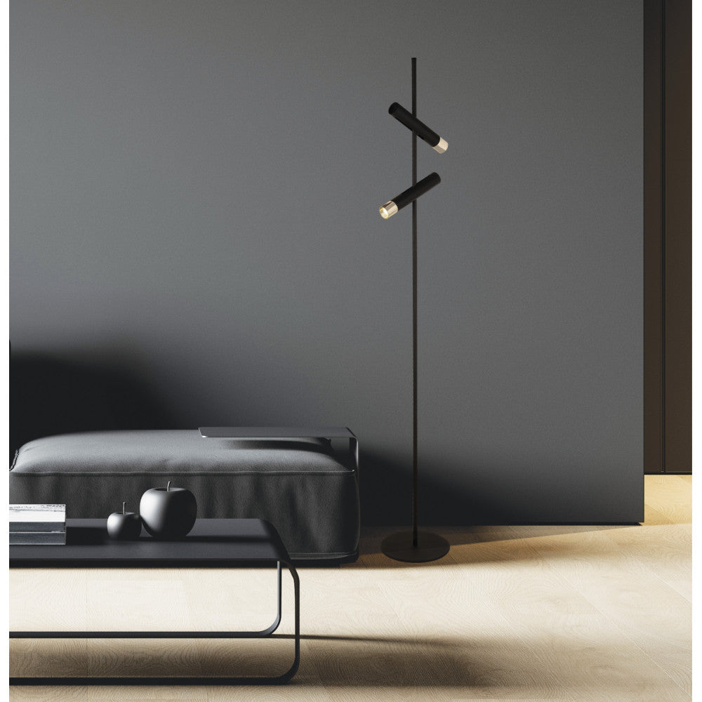 Lampe sur pied ZAMBELIS 7W DESIGN Noir Sable et Dore Mat 22032