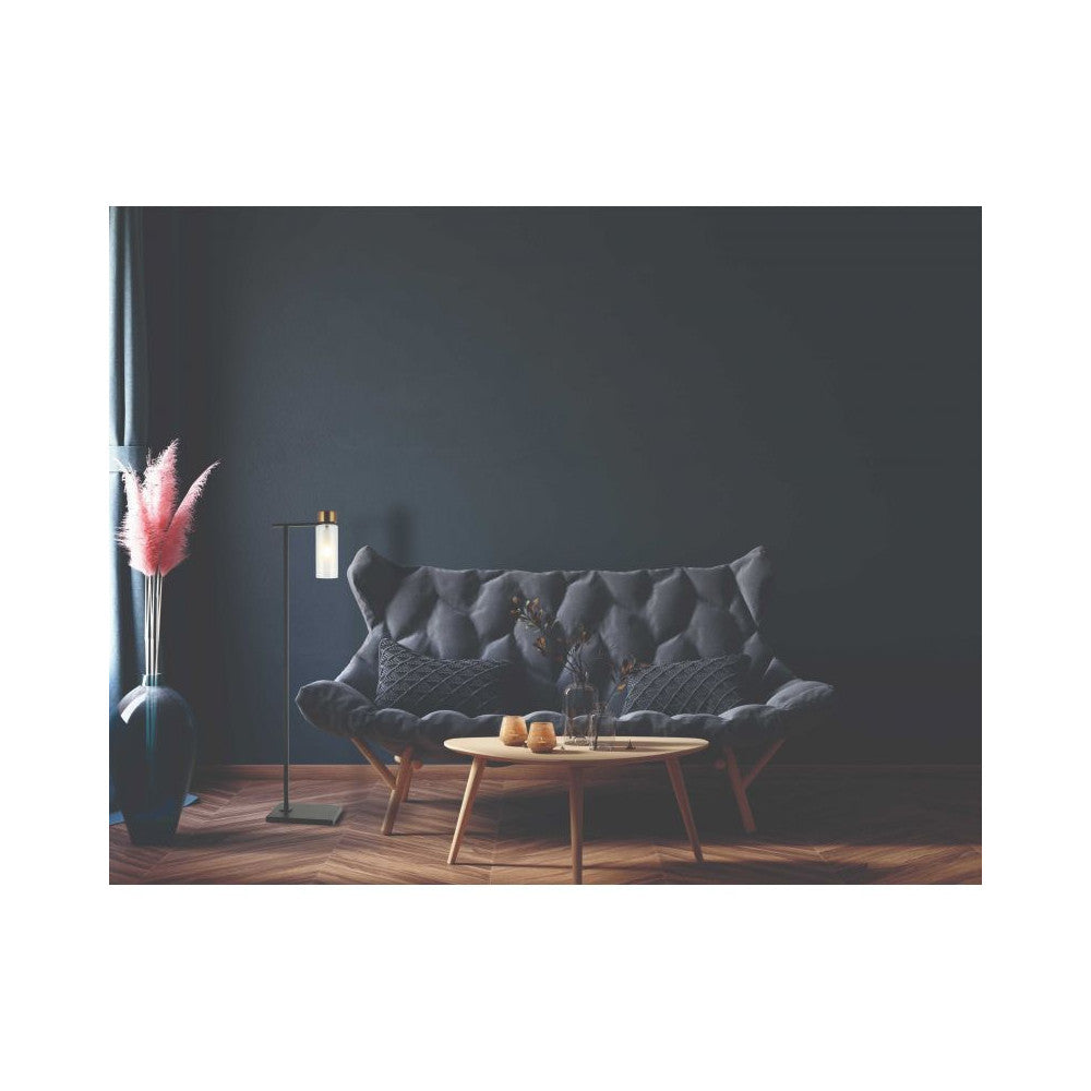 Lampe sur pied ZAMBELIS E14 DESIGN Noir Sable et Laiton Sans Source 22136