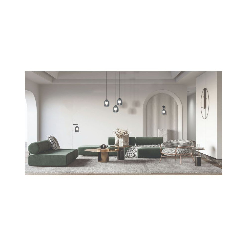 Lampe sur pied ZAMBELIS G9 DESIGN Noir Sable et Marbre Noir Sans Source 22053