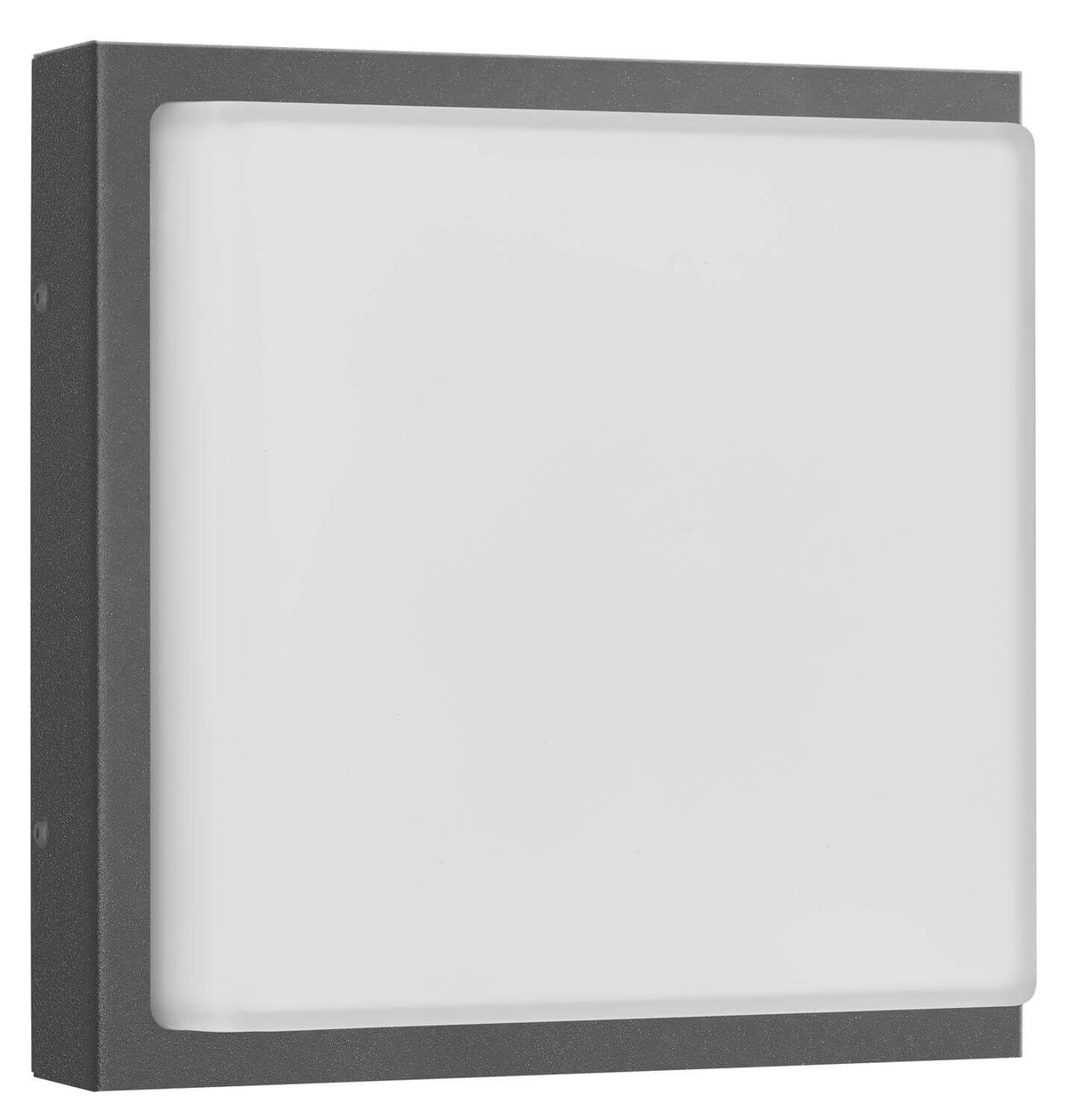 Applique murale extérieure carrée anthracite avec diffuseur blanc opaque, vue de face.