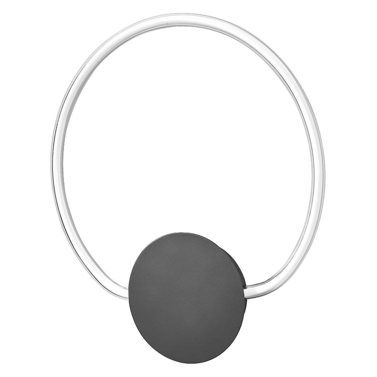 Applique murale circulaire blanche et base ronde anthracite, vue de face sur fond blanc.