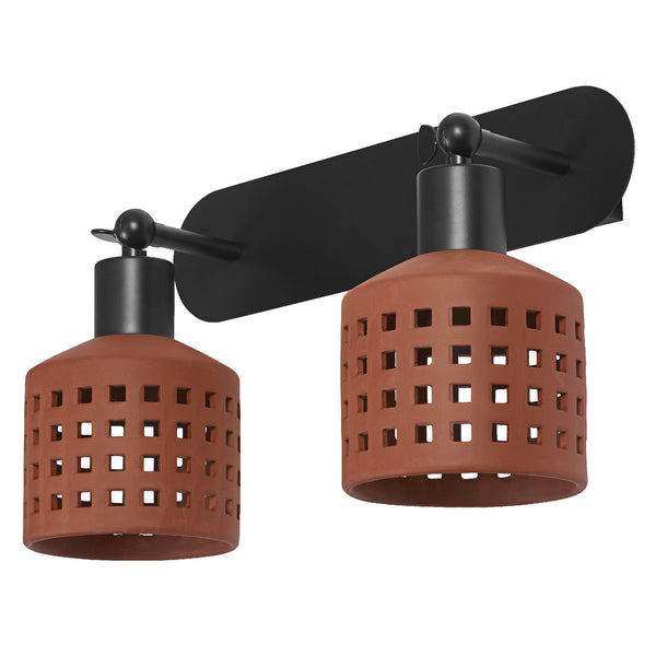 Applique murale Clay Windows marron, 2 lumières