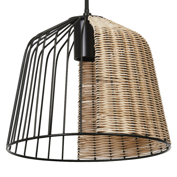 Suspension Cage Bell noire et marron, rotin