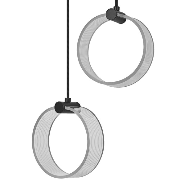 Suspension Circle noire, 2 lumières