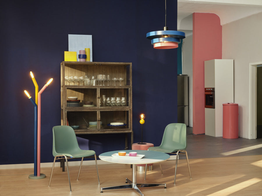 Suspension Layers bleu et rose fuchsia