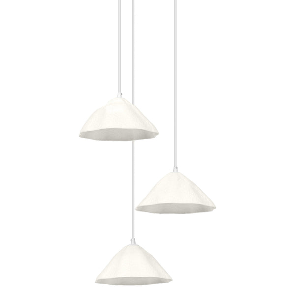 Suspension Lotus Leaf blanche, 3 lumières