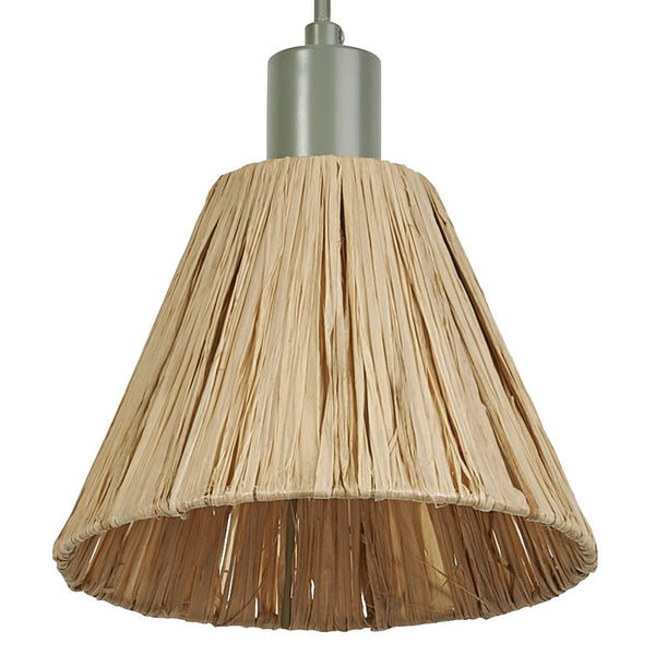 Suspension Raffia verte et marron