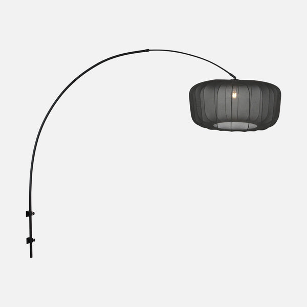 Black arched wall reading lamp, fabric shade Ø60 | Noctis