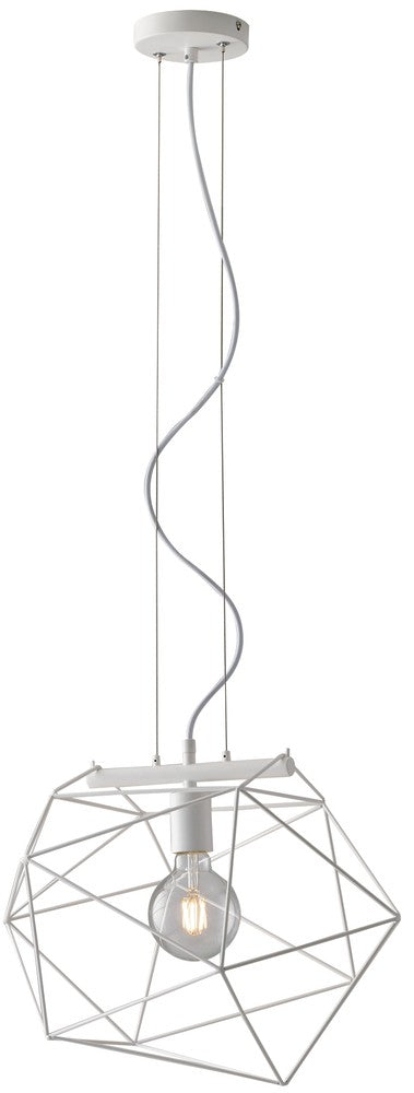 Second angle du luminaire suspendu, mettant en valeur la structure ajourée et le câble torsadé