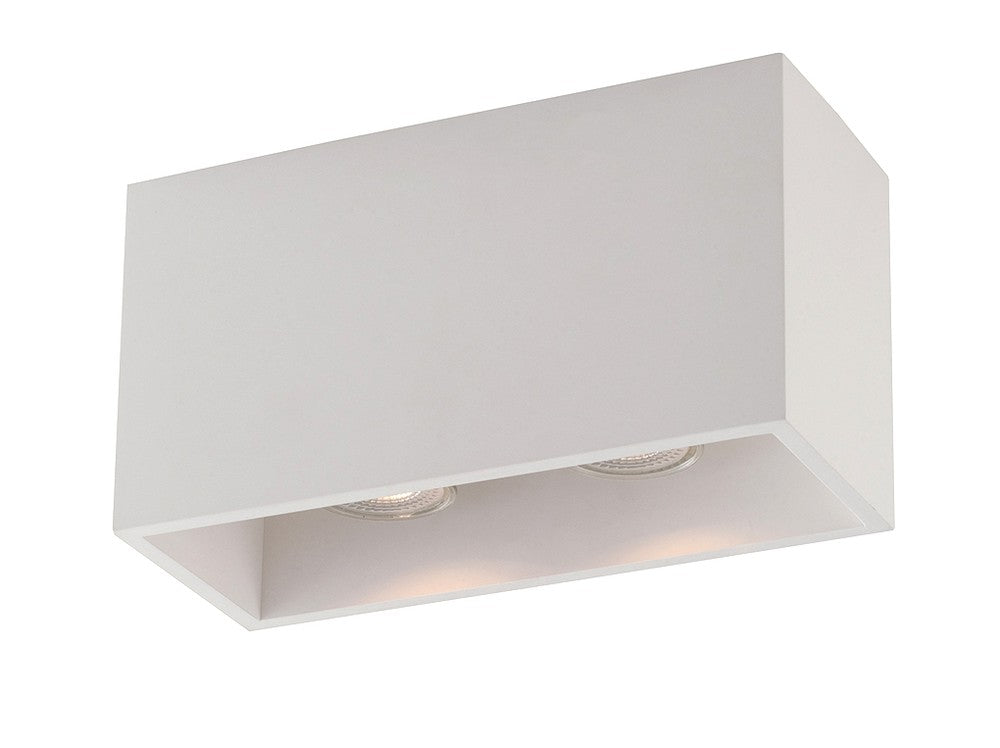 Autre angle du plafonnier blanc rectangulaire montrant les douilles et ampoules à l'intérieur