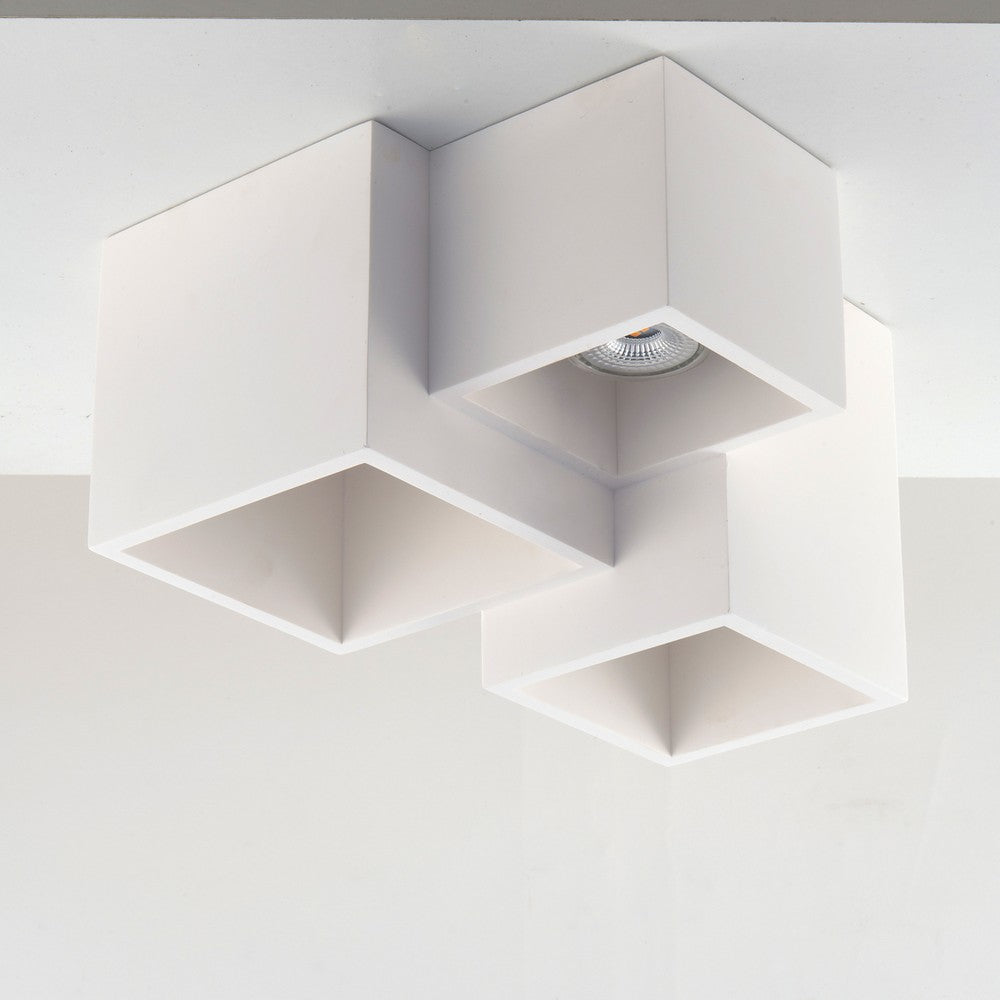 Plafonnier Foster blanc, plâtre, L 24 cm (I-FOSTER-PL3)