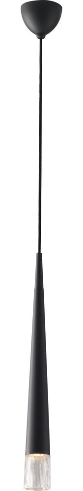 Détail du cône noir et du diffuseur en verre cannelé transparent en bas