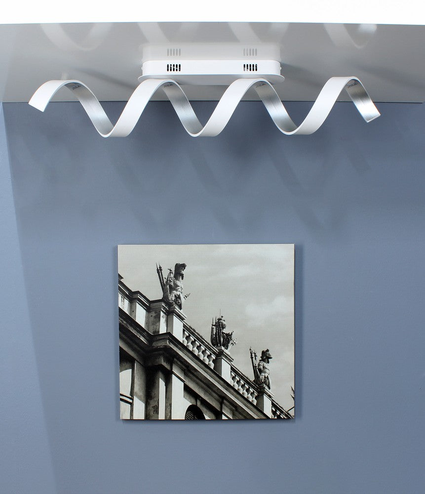 Plafonnier Helix blanc et argenté