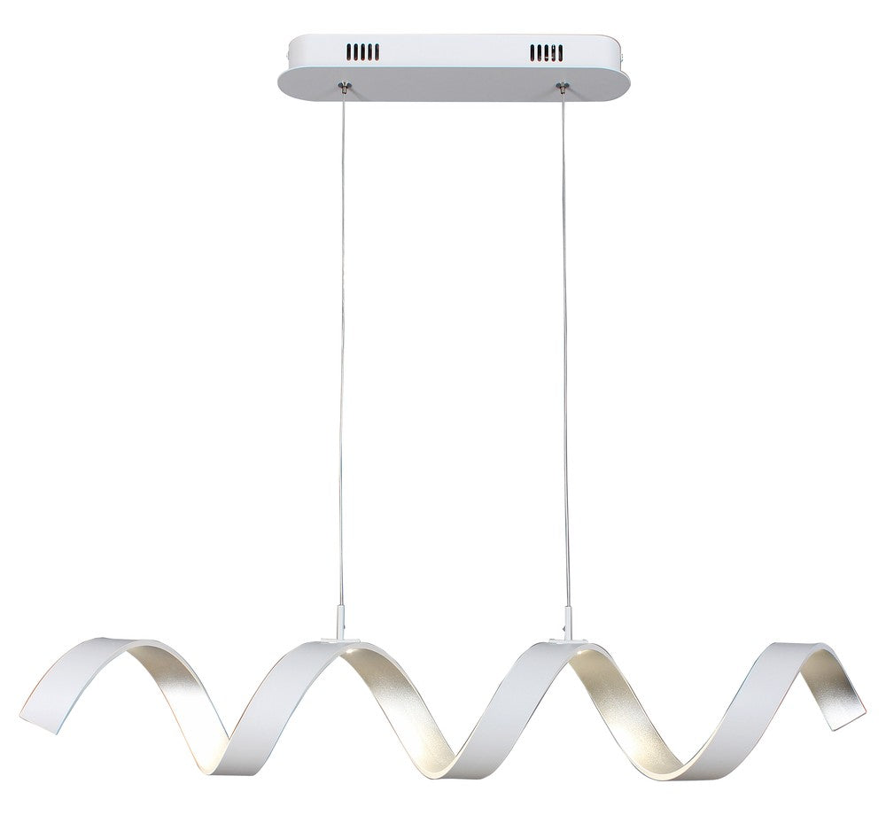 Suspension Helix blanche et argentée, H 120 cm