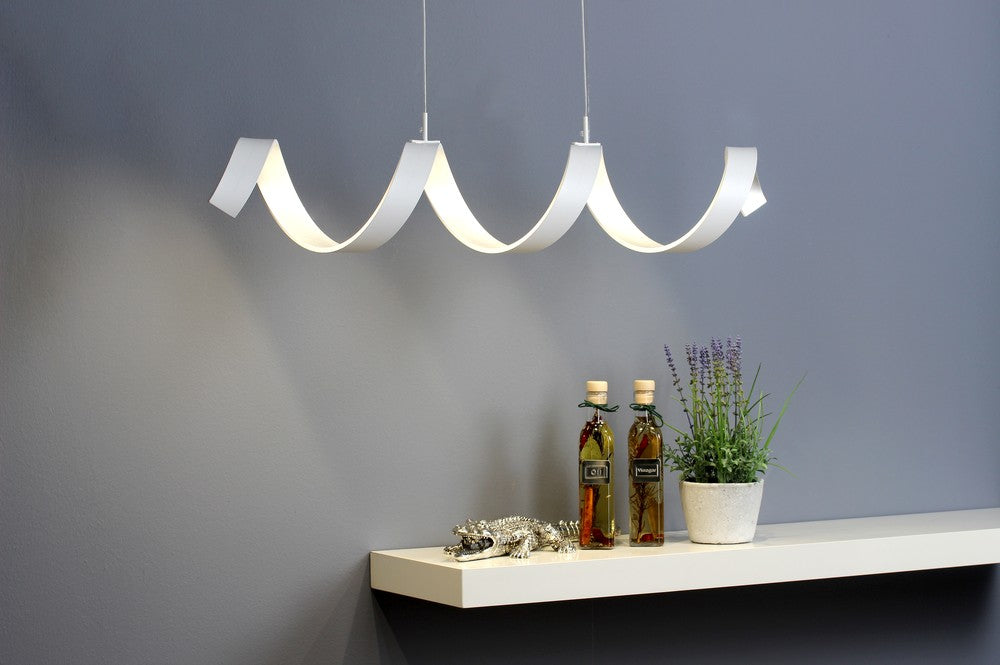 Suspension Helix blanche et argentée, H 120 cm