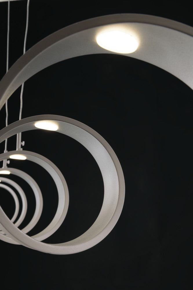 Suspension Helix blanche et argentée, H 120 cm