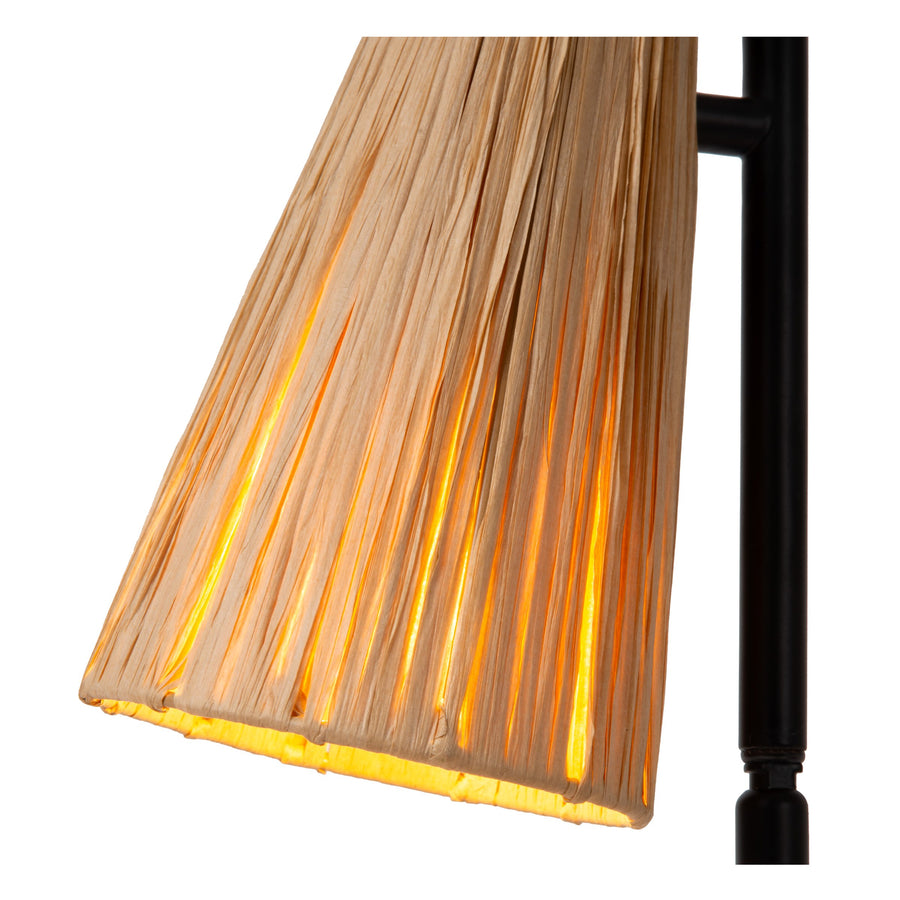Lampe à poser Bensen noire, rotin