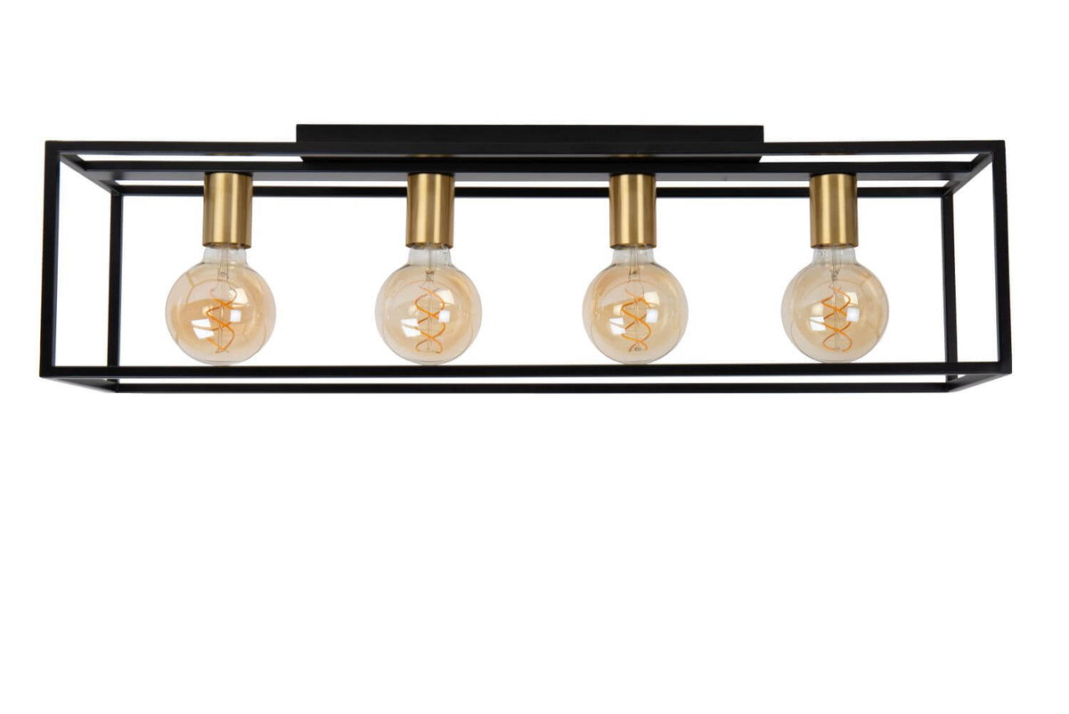 Plafonnier Ruben 4 lumières noir et doré mat, L 80 cm