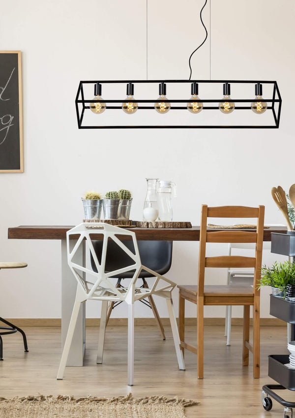 Suspension Fabian 6 lumières noire