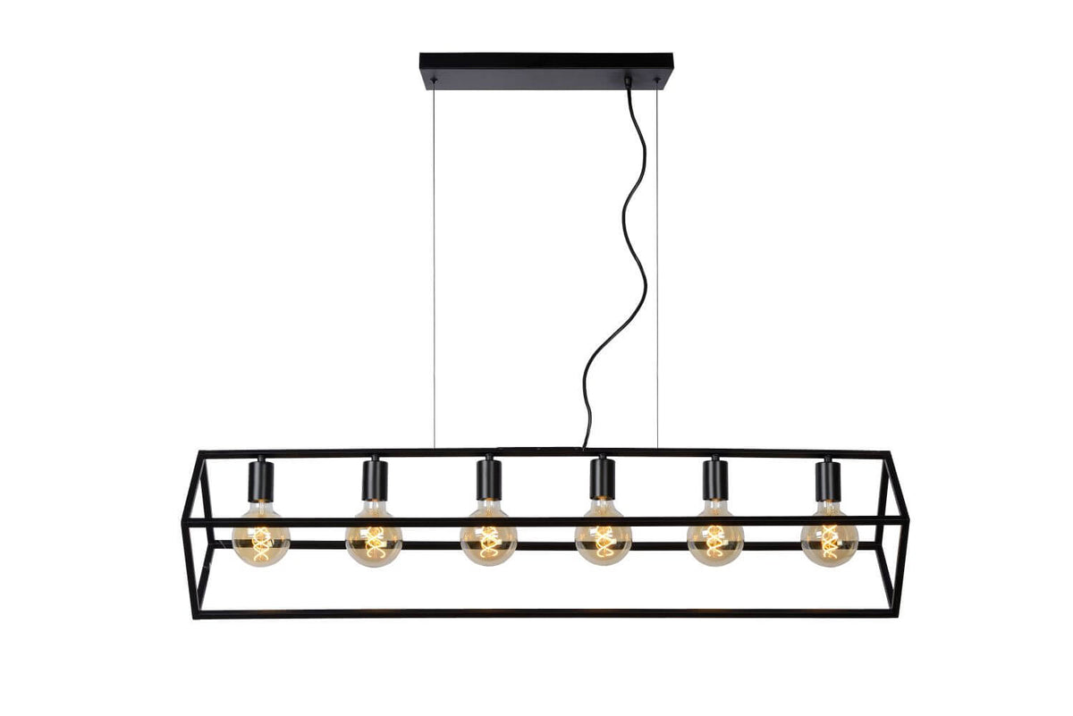 Suspension Fabian 6 lumières noire