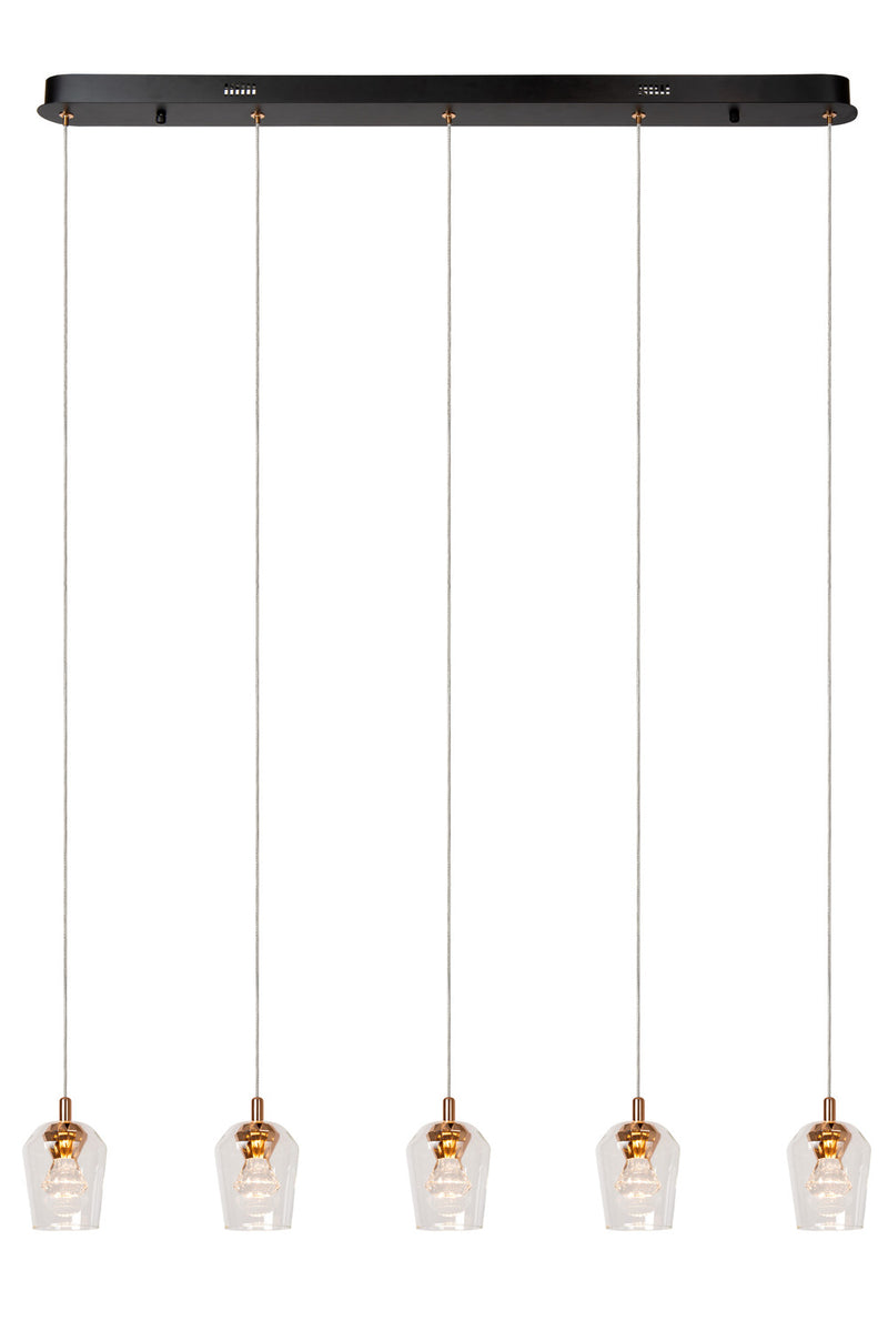 Suspension Berliane transparente, verre, L 93 cm