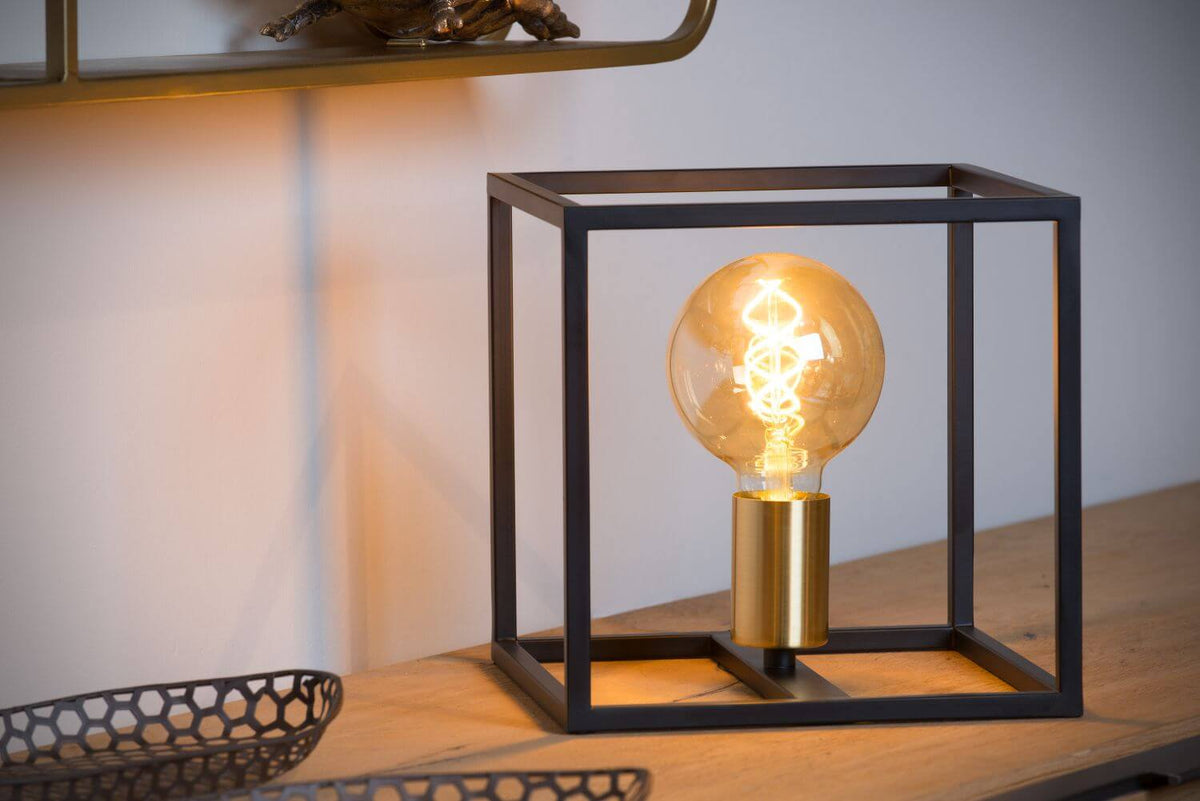 Lampe à poser Ruben noire et dorée mat