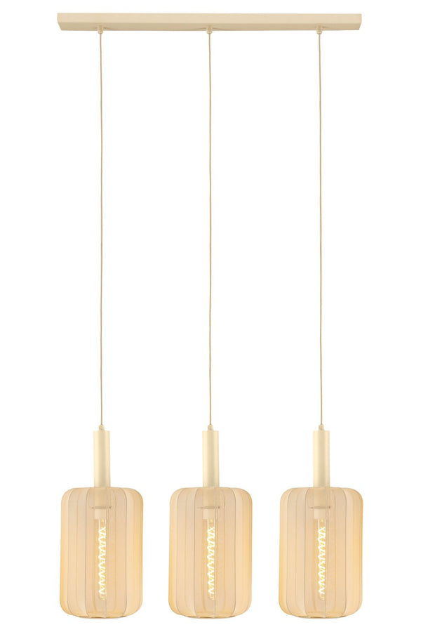 Suspension Corina 3 lumières beige, tissu
