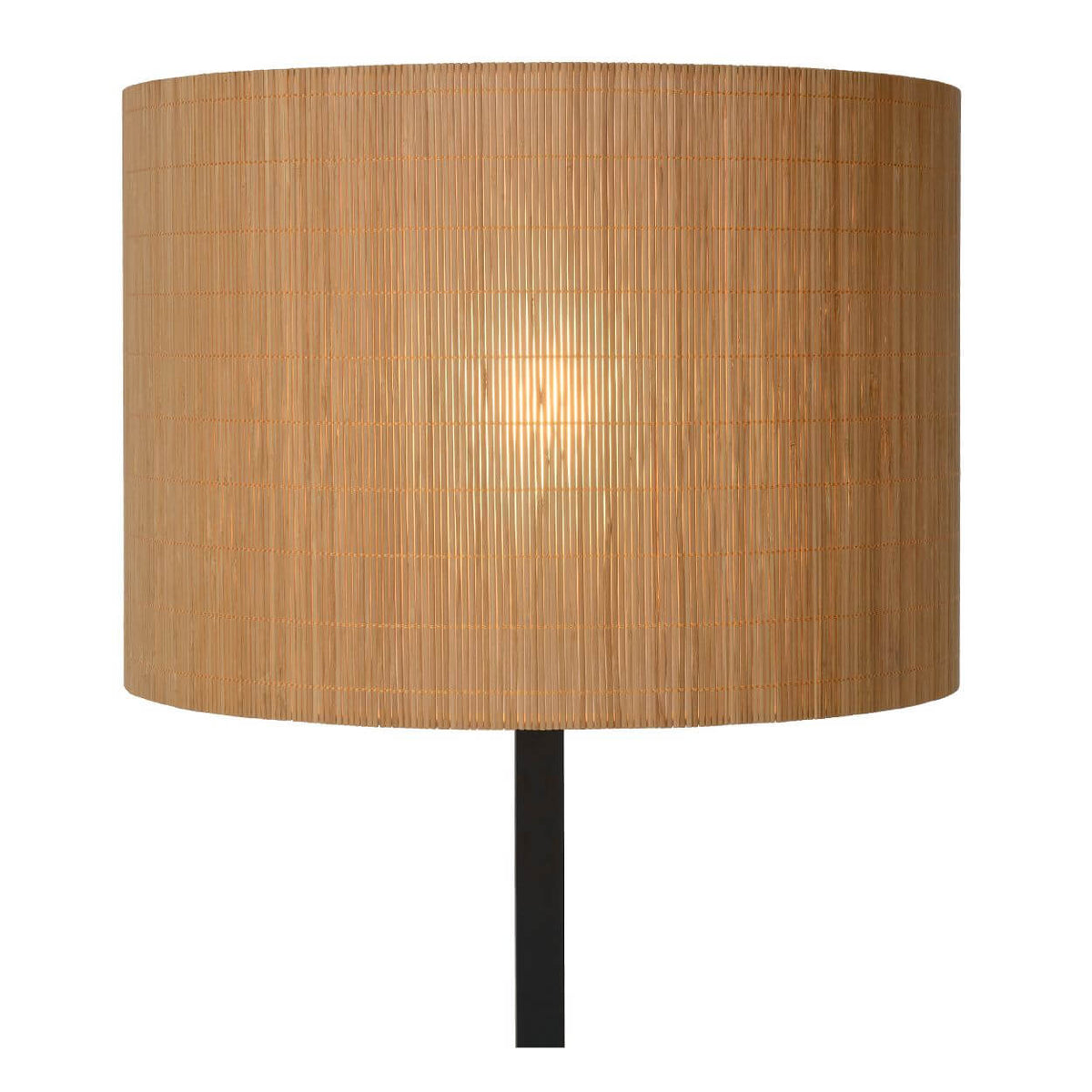 Lampadaire Magius bois clair et noir, rotin