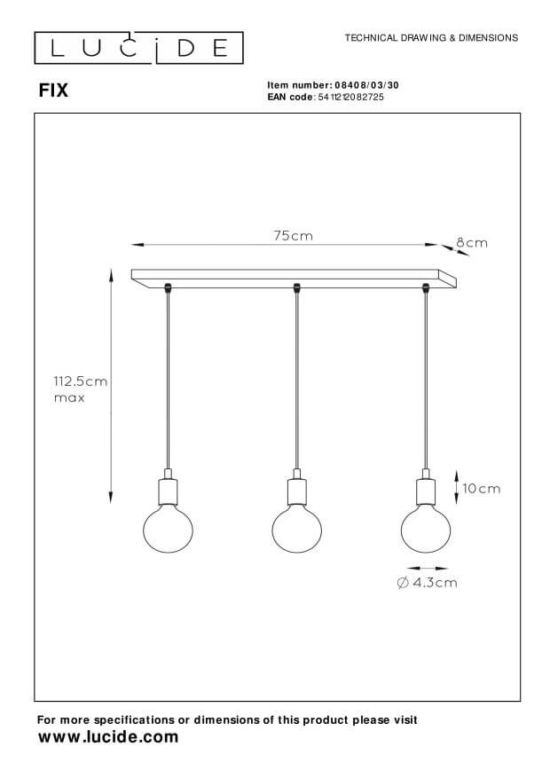 Suspension FIX 3 lumières noire