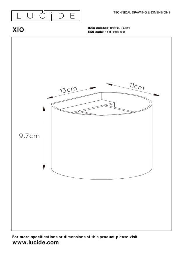 Applique murale XIO blanche, L 13 cm