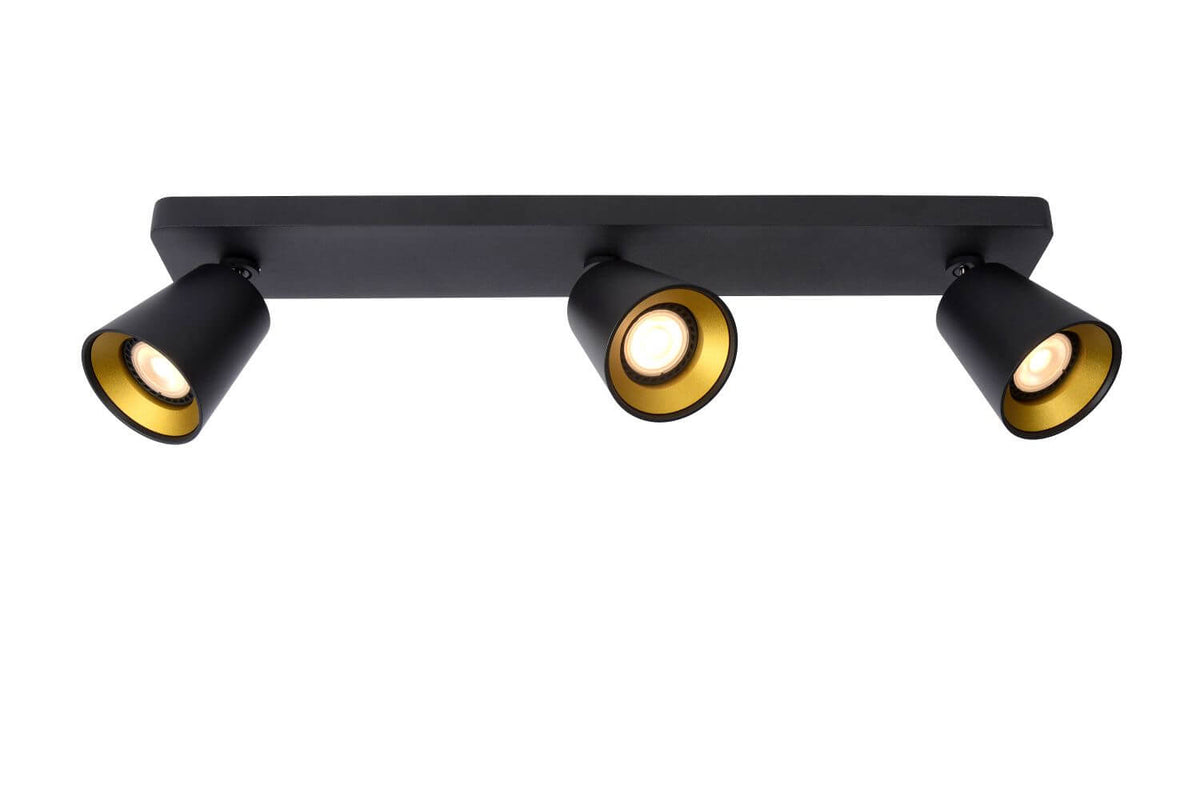 Plafonnier Turnon 3 lumières noir et doré mat