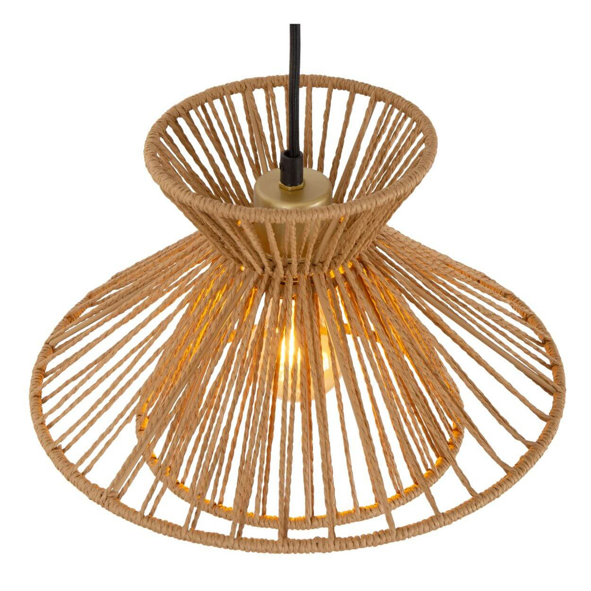 Suspension Tasman 3 lumières bois clair et dorée mat, papier