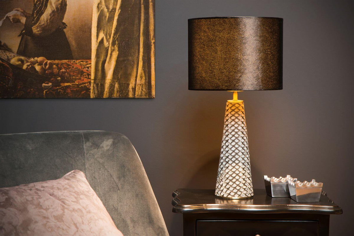 Lampe à poser Extravaganza Velvet noire et grise, coton