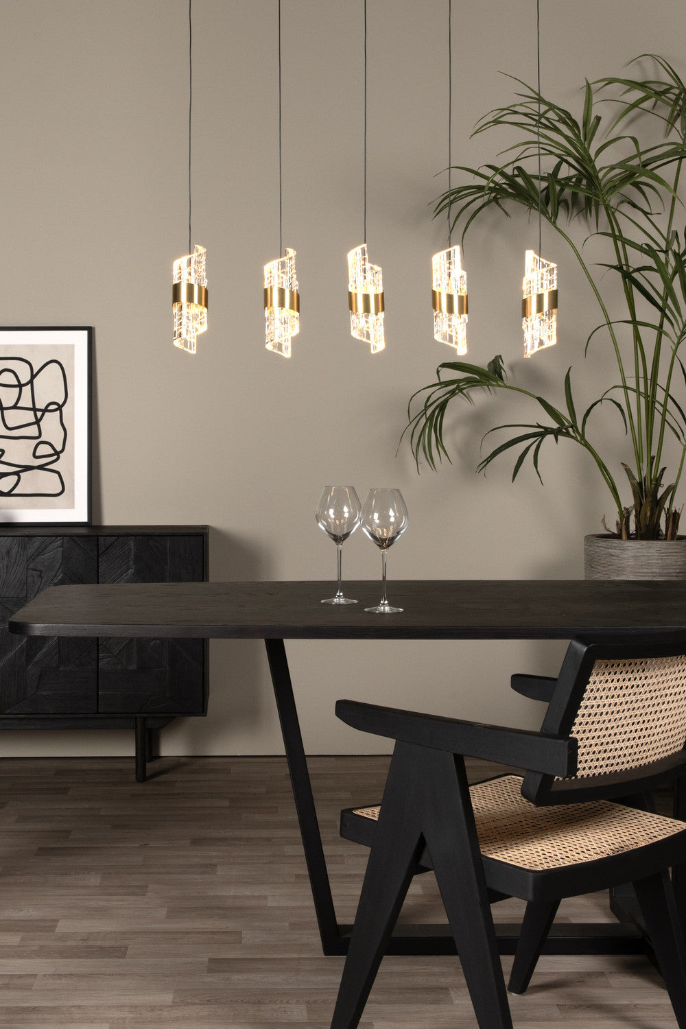 Suspension Kligande dorée, L 84 cm