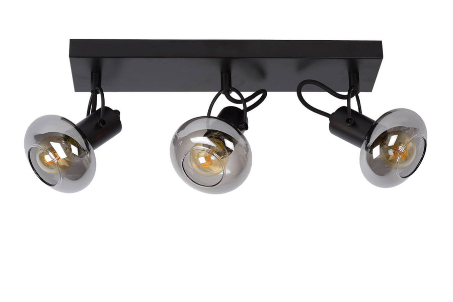 Plafonnier Madee 3 lumières noir et fumé, verre
